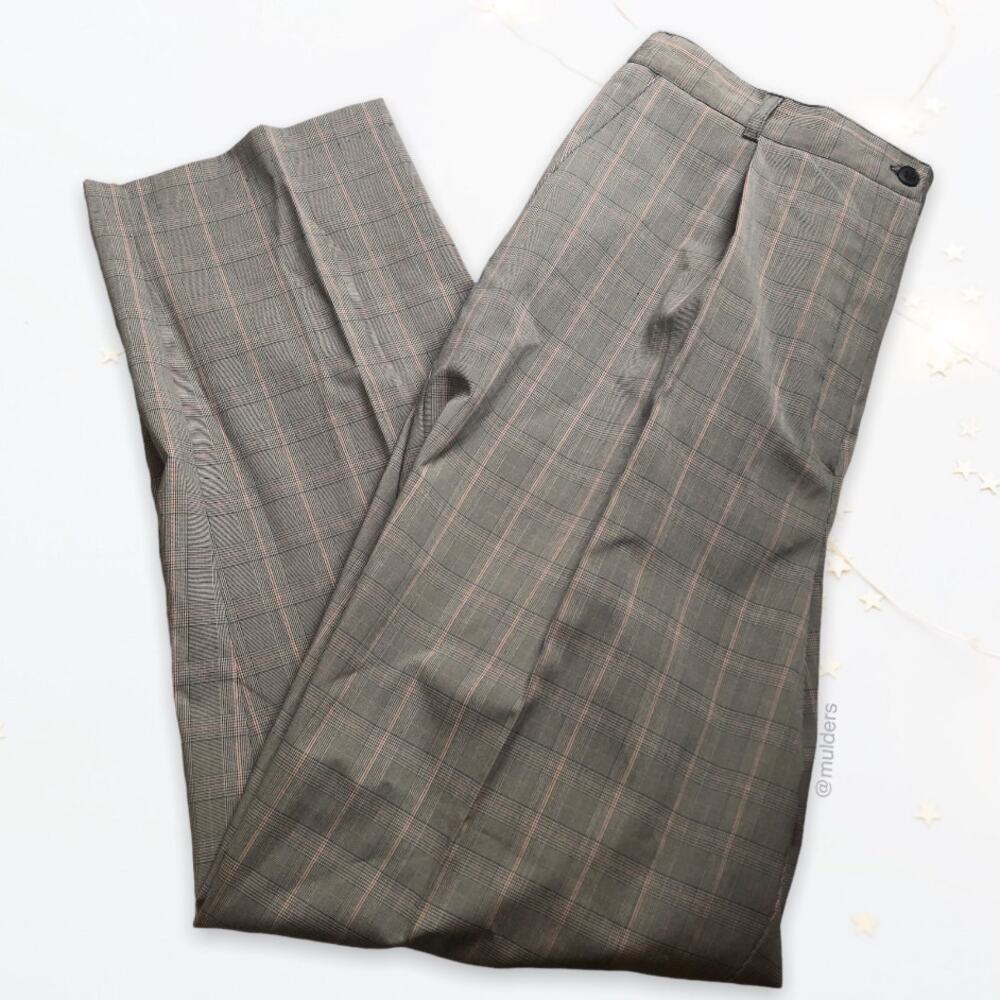 Vintage NWT Sag Harbor Deadstock Gray Checkered Plaid High Rise Pants
